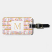 Personalized Letter Cats Library Book Girl Pink Gepäckanhänger (Vorderseite horizontal)