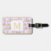 Personalized Letter Cats Library Book Girl Purple Gepäckanhänger (Vorderseite horizontal)
