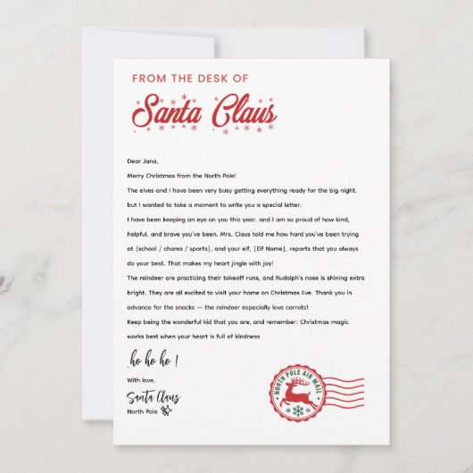 Personalized Letter From Santa Claus | North Pole Einladung (Vorderseite)