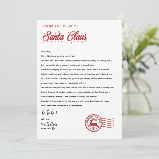 Personalized Letter From Santa Claus | North Pole Einladung (Stehend Vorderseite)
