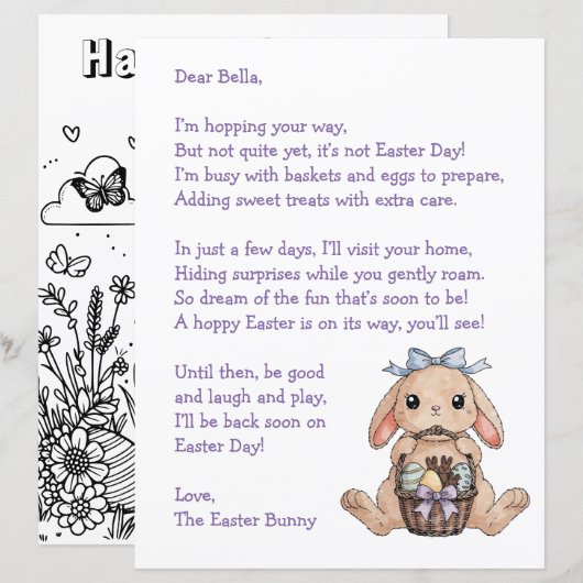 Personalized Letter & from the Easter Bunny (Vorne/Hinten)