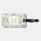 Personalized Letter Magic Books Girl School Green Gepäckanhänger (Rückseite horizontal)