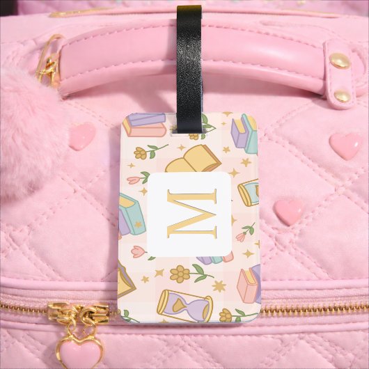 Personalized Letter Magic Books Girl School Pink Gepäckanhänger