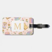 Personalized Letter Magic Books Girl School Pink Gepäckanhänger (Rückseite horizontal)