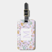 Personalized Letter Tea & Bookish Cat Girl Purple Gepäckanhänger (Vorderseite vertikal)