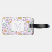 Personalized Letter Tea & Bookish Cat Girl Purple Gepäckanhänger (Rückseite horizontal)