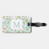 Personalized Letter Tea Bookish Cat Traveler Green Gepäckanhänger (Rückseite horizontal)