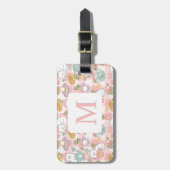 Personalized Letter Tea Bookish Cat Traveler Pink Gepäckanhänger (Vorderseite vertikal)