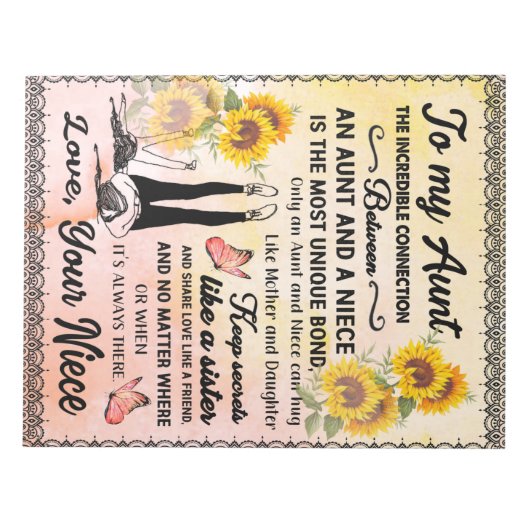 Personalized Letter To My Aunt Love From Niece Notizblock (Vorderseite)