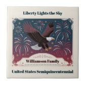 Personalized Liberty Fireworks Eagle Vintage Style Fliese (Vorderseite)