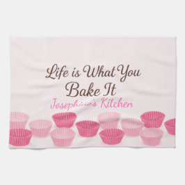 Personalized Life Is What You Bake It Cute Trendy Geschirrtuch