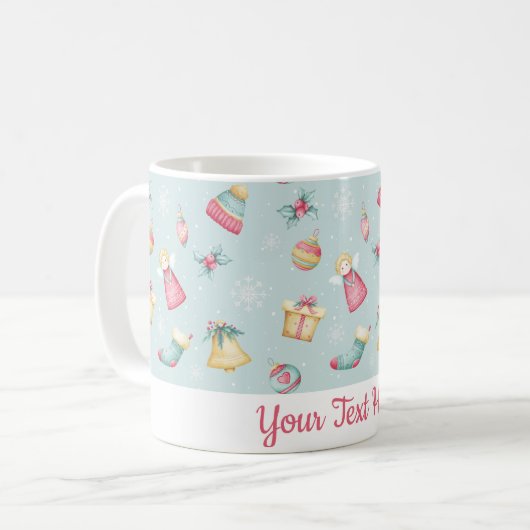 Personalized Light Blue Christmas Mug Kaffeetasse (Vorderseite Links)