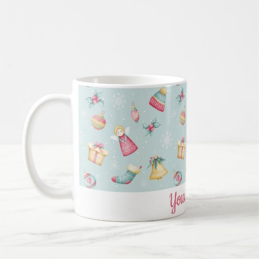 Personalized Light Blue Christmas Mug Kaffeetasse (Links)