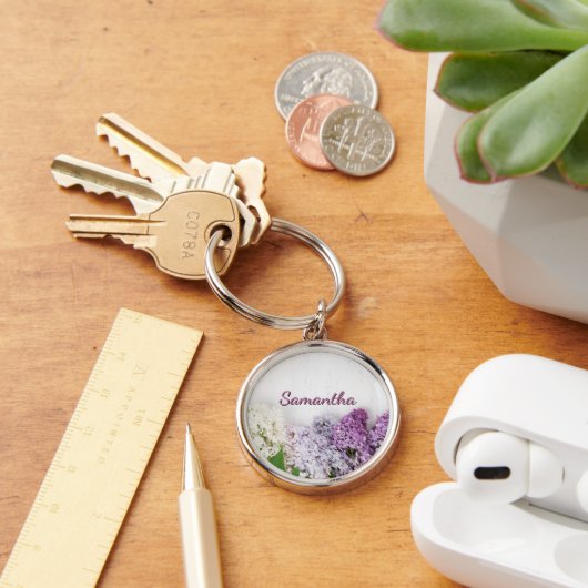 Personalized Lilac Keychain | Spring Name Keychain Schlüsselanhänger (Schreibtisch)