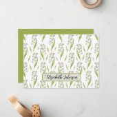 Personalized Lily of the Valley Floral Note Card Mitteilungskarte (Vorderseite/Rückseite Beispiel)