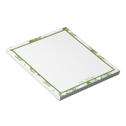 Personalized Lime Floral Notepad Notizblock (angewinkelt)