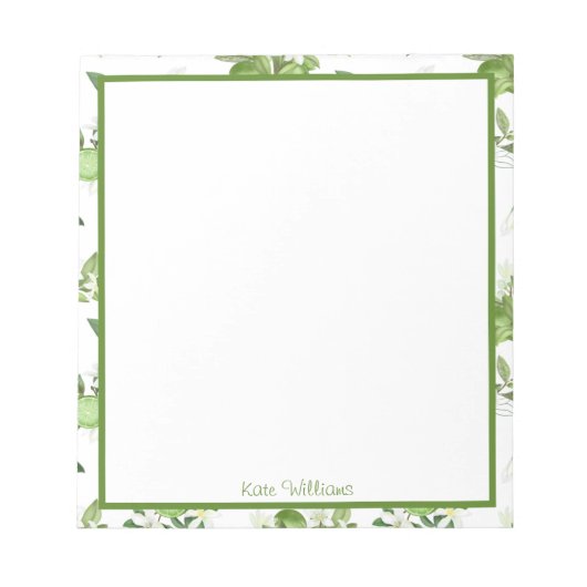 Personalized Lime Floral Notepad Notizblock (Vorderseite)