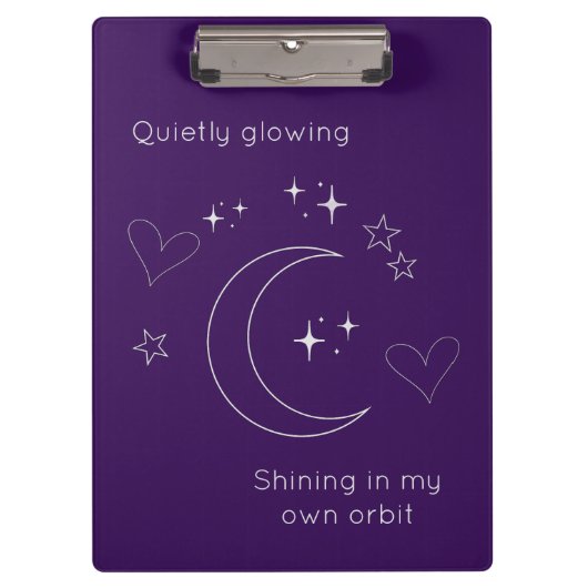 Personalized Line Art Celestial Purple Clipboard Klemmbrett (Vorderseite)