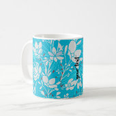 Personalized Line Art Floral in Blue Kaffeetasse (Vorderseite Links)
