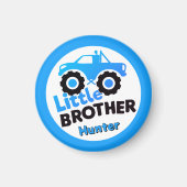 Personalized Little Brother Monster Truck Blue Magnet (Vorne)
