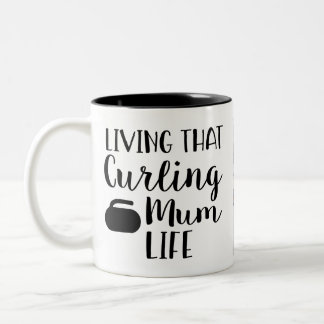 Personalized Living that Curling Mum Life Photo  Zweifarbige Tasse