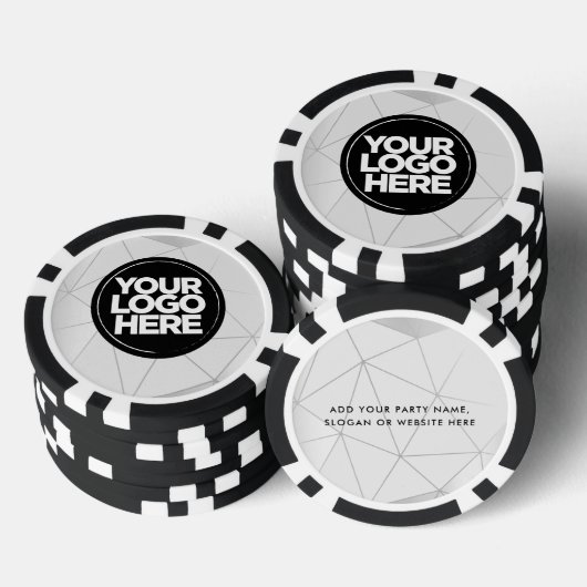 Personalized Logo and Text Geometric Silver Pokerchips (Stapel)