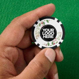 Personalized Logo and Text Holly Berry Christmas Pokerchips