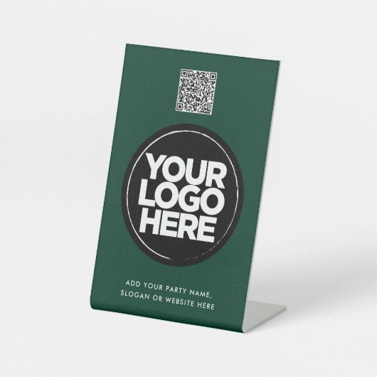 Personalized Logo and Text Simple Qr Code Sockelschild (Vorderseite)