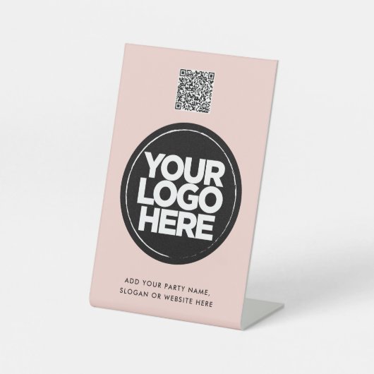 Personalized Logo and Text Simple Qr Code Sockelschild (Vorderseite)