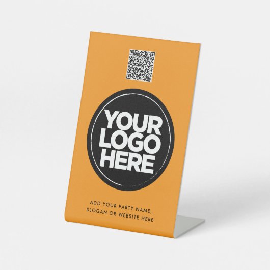 Personalized Logo and Text Simple Qr Code Sockelschild (Vorderseite)