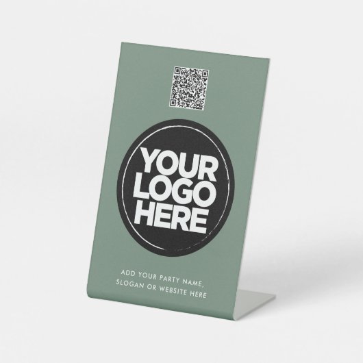 Personalized Logo and Text Simple Qr Code Sockelschild (Vorderseite)