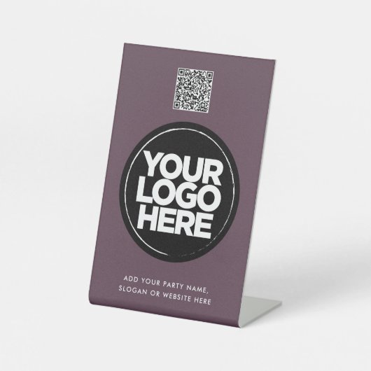 Personalized Logo and Text Simple Qr Code Sockelschild (Vorderseite)