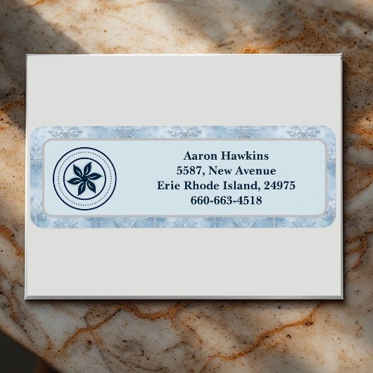 Personalized Logo Ice Blue Frost Snowflake Border