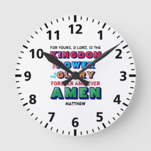 Personalized LORDS PRAYER Colorful Christian Kids Runde Wanduhr