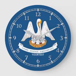Personalized Louisiana State Flag Design on Große Wanduhr