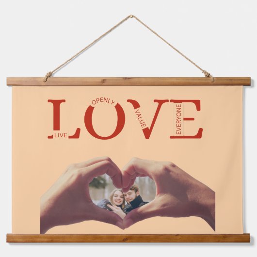 Personalized Love Acronym With photo Wandteppich Mit Holzrahmen (Vorne)