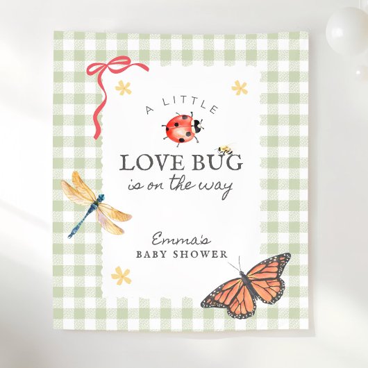 Personalized Love Bug on the Way Baby Shower Decor Wandteppich
