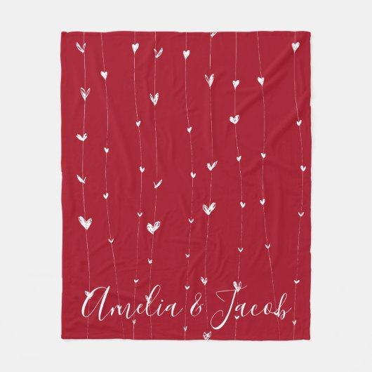 Personalized Love Couple Names hearts Blanket  Fleecedecke (Vorderseite)