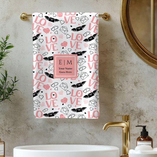 Personalized Love Gift Bath Towel Heart Sketch Badhandtuch Set