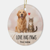Personalized Love Has Paws Dog & Cat Ornament (Links)