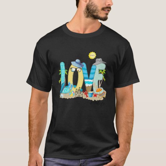 Personalized Love Life Funny Summer Beach Vacatio T-Shirt (Vorderseite)