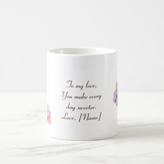 Personalized Love Message Heart Pattern Initial Kaffeetasse (Mittel)