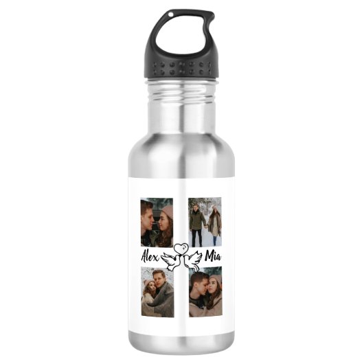 Personalized Love Photo Collage Water Bottle Edelstahlflasche (Vorderseite)