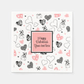 Personalized Love Text Pink Black Hearts Party  Serviette (Vorderseite)