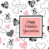 Personalized Love Text Pink Black Hearts Party  Serviette