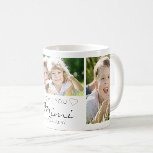 Personalized LOVE YOU MIMI Handwritten 3 Photo Kaffeetasse (VorderseiteRechts)