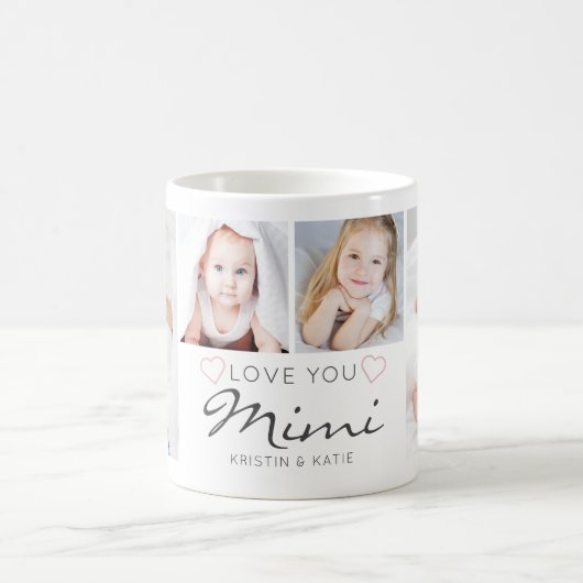 Personalized LOVE YOU MIMI Handwritten 4 Photo Kaffeetasse (Mittel)