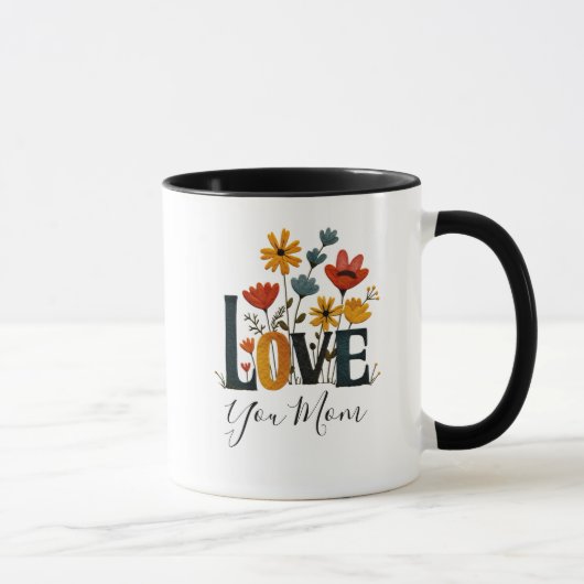 Personalized Love You Mom Floral Tasse (Rechts)