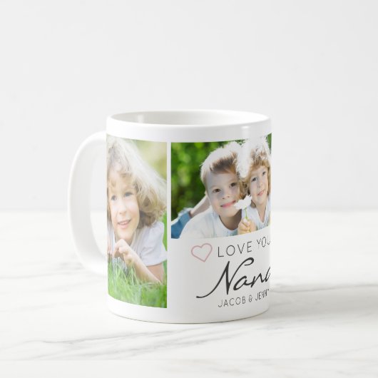 Personalized LOVE YOU NANA Handwritten 3 Photo Kaffeetasse (Vorderseite Links)