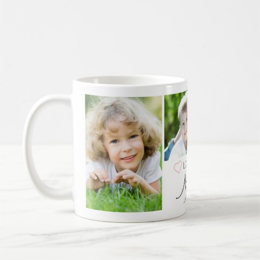 Personalized LOVE YOU NANA Handwritten 3 Photo Kaffeetasse (Links)